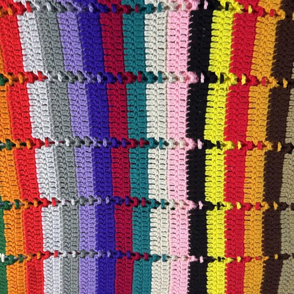 Multicolor Crochet Afghan Blanket‎ Throw Granny Cottagecore 50 W X 78 L